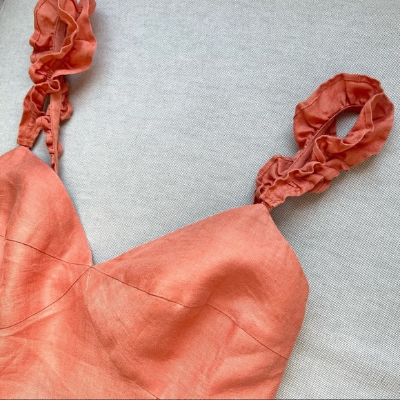 Roller Rabbit 100% Linen Ruffle Strap Midi Dress - Picture 9 of 10